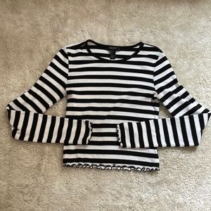 Forever 21 black and white striped long sleeve crop top